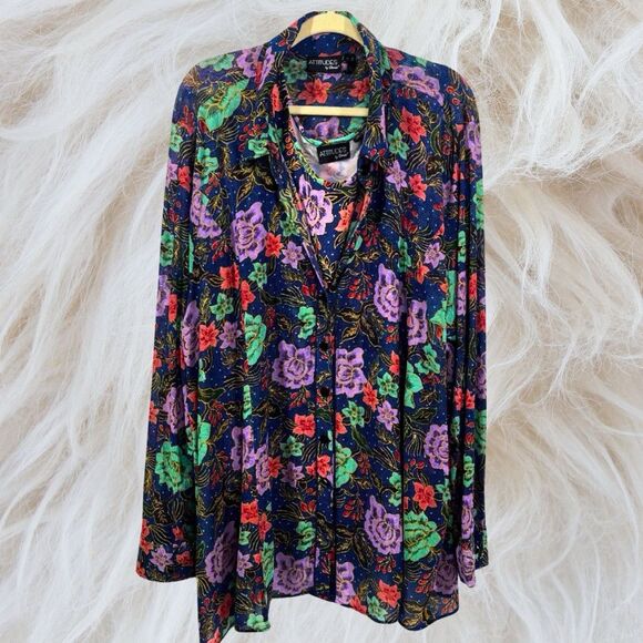 Attitudes by Renee Cardigan Tank Top 2 Pc Women Plus 3X Floral Knit Mesh Cover - Picture 1 of 16